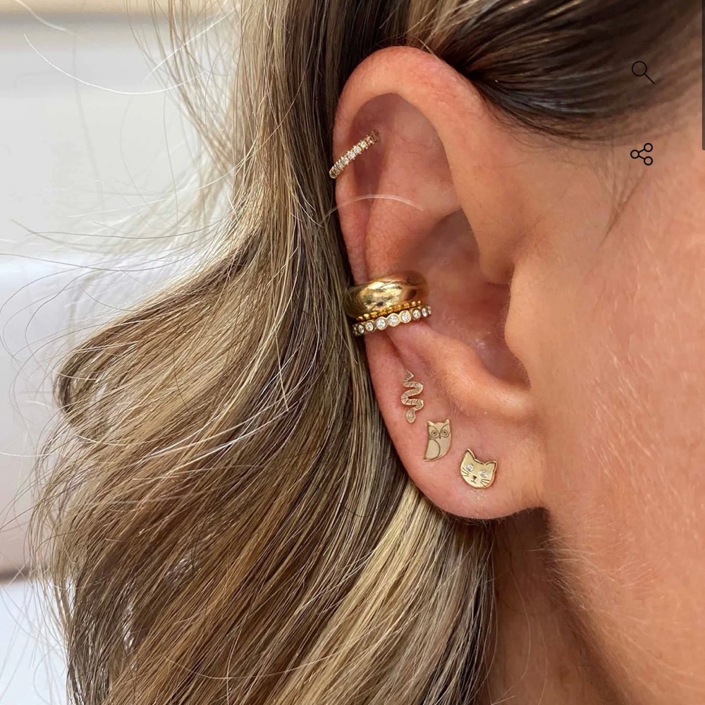 Zoë Chicco 14K Yellow Gold Itty Bitty Symbols Owl Single Stud Earring - Picture 8 of 8